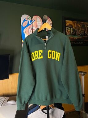 Jerzees Univerisry of Oregon Dark Green Quarter Zip Sweatshirt